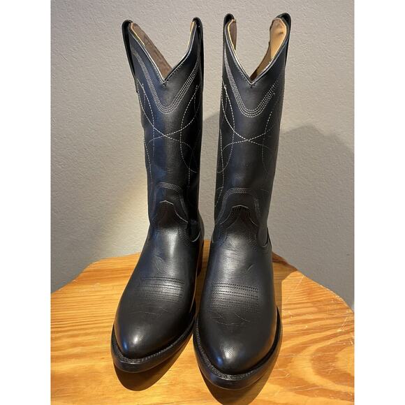 Alvies Boots Men 8.5 D Black Leather Classic Western * Display Pair * NWOB main image 6